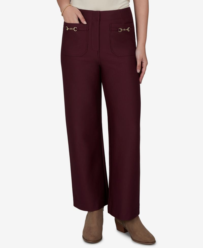 Petite Solid Pique Wide Leg Pull-On Pants