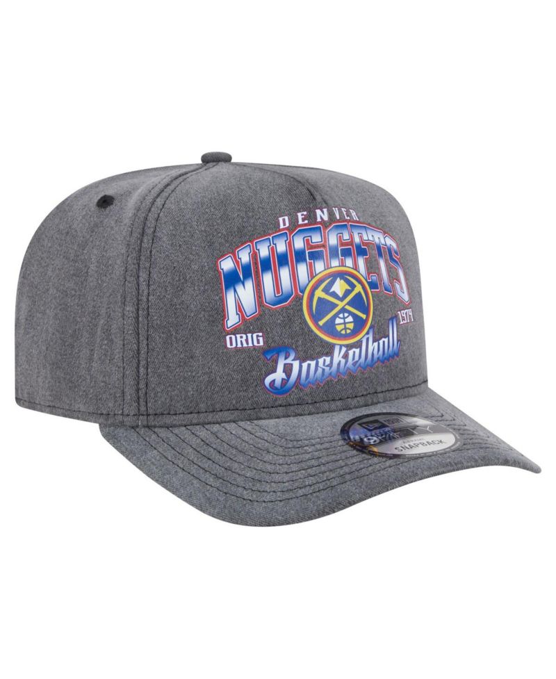 Men's Charcoal Denver Nuggets Throwback Washed Pre-Curved 9FIFTY Snapback Hat