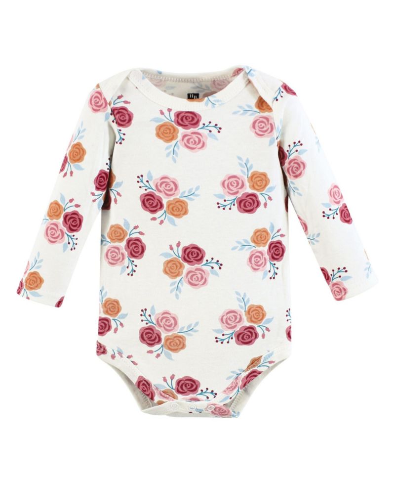 Baby Girls Hudson Soft Cotton Long-Sleeve Onesies (Five Count
