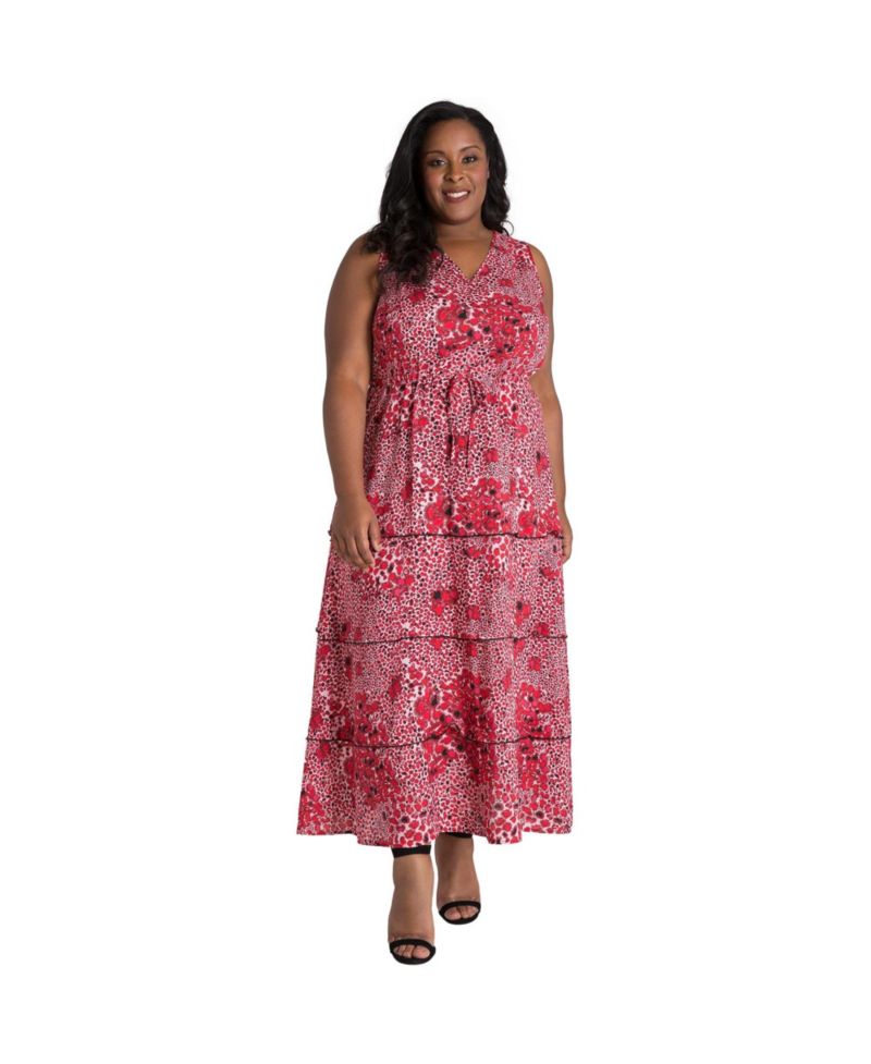 Plus Size Curvy Sleeveless Leopard Print Maxi Dress