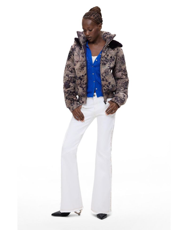 Women's Short Padded Flocked Coat