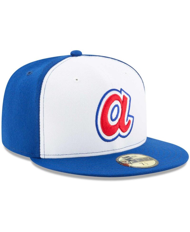 Men's White, Royal Atlanta Braves Cooperstown Collection 59FIFTY Fitted Hat