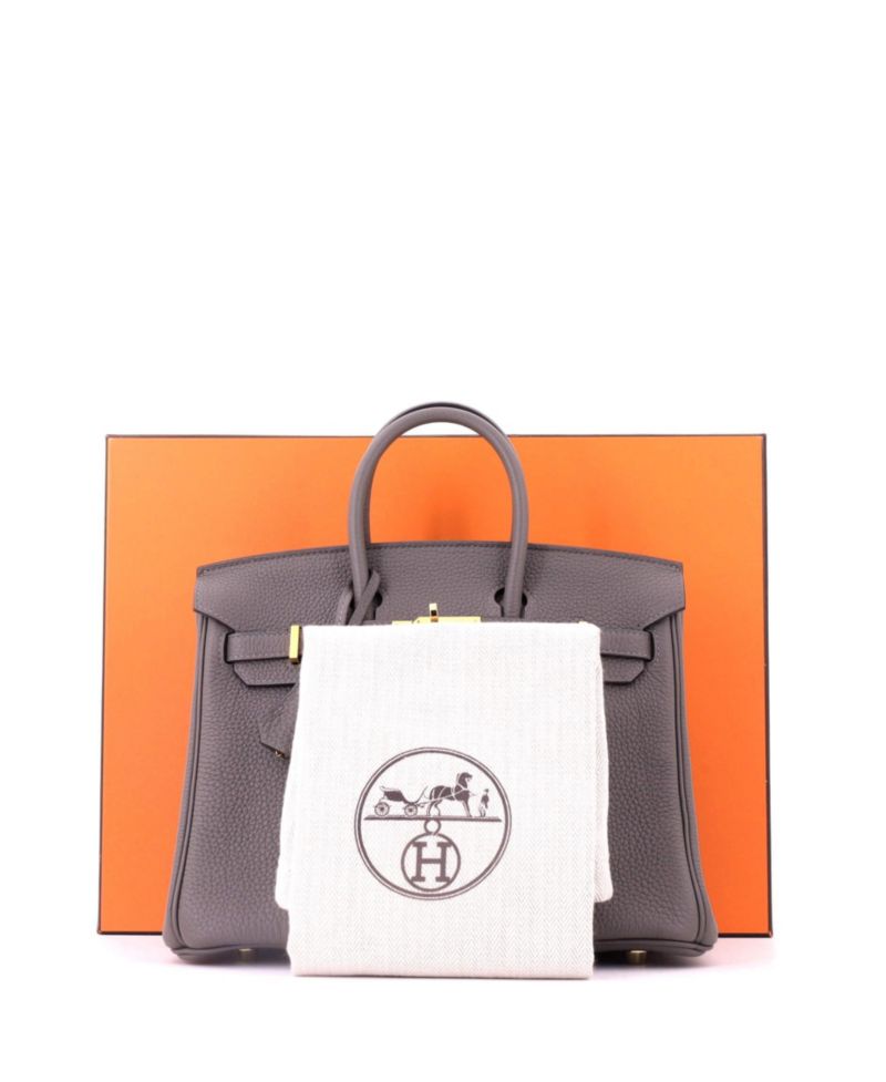 Birkin 25 Handbag Grey Togo with Gold Hardware