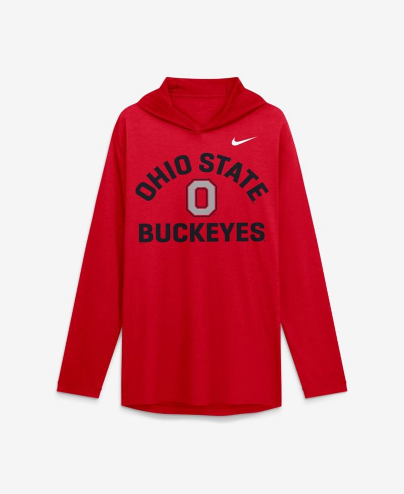 Men's Scarlet Ohio State Buckeyes Primetime Arch Tri-Blend Dri-FIT Long Sleeve Hooded T-Shirt