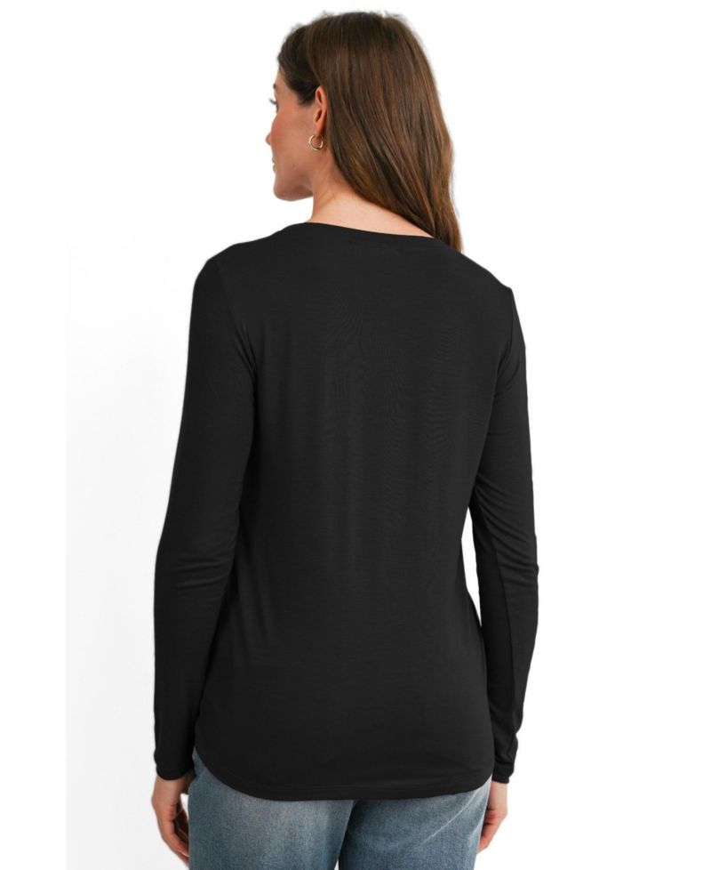 Maternity Long-Sleeve Crewneck Lift-Up Nursing Top