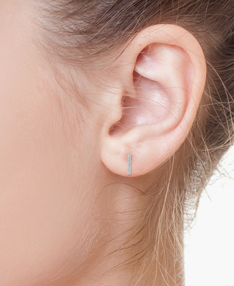 EFFY® Diamond Bar Stud Earrings (1/20 ct. t.w.) in Sterling Silver or 14k Gold-Plated Sterling Silver