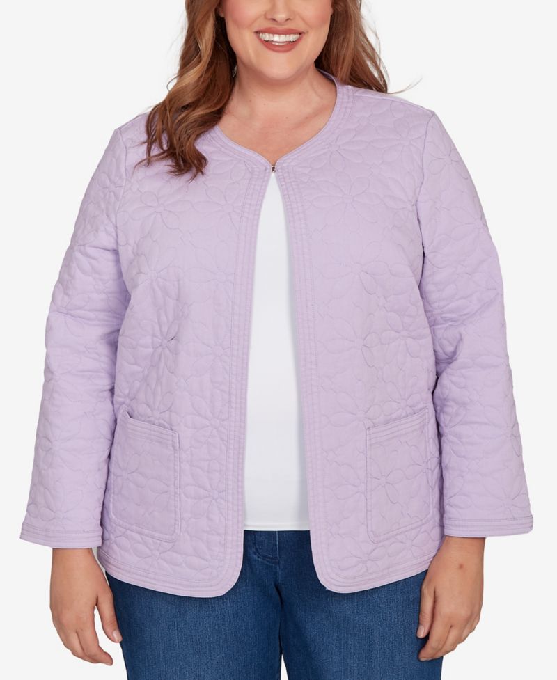 Plus Size Hilton Head Floral Quilted Patchwork Jacket