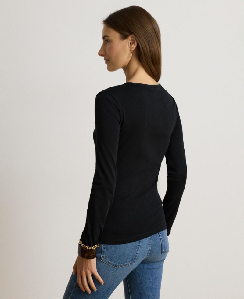 Cotton-Blend Long-Sleeve Top