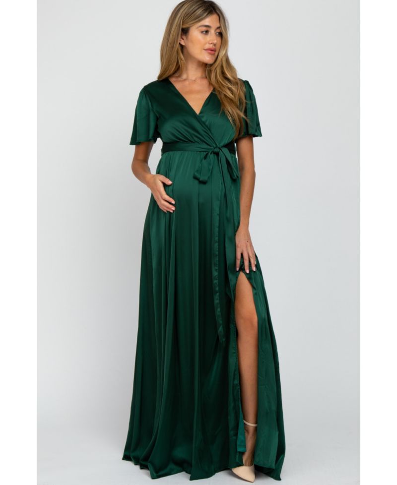 Women's Side Slit Satin Maxi Dress