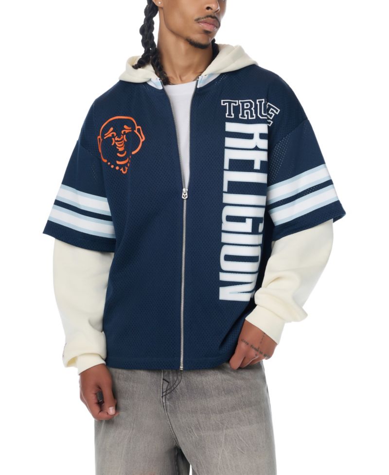 Men's Y2K Football Jersey Zip Hoodie