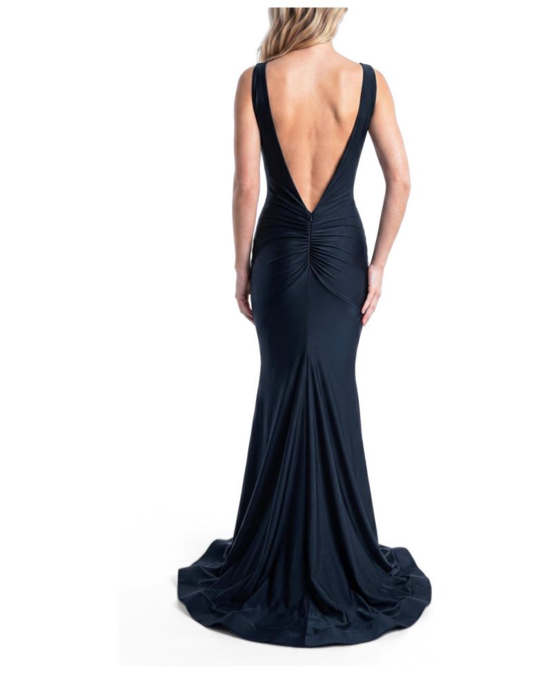 Women's Plunging V-Neckline Low-Back Mermaid Gown