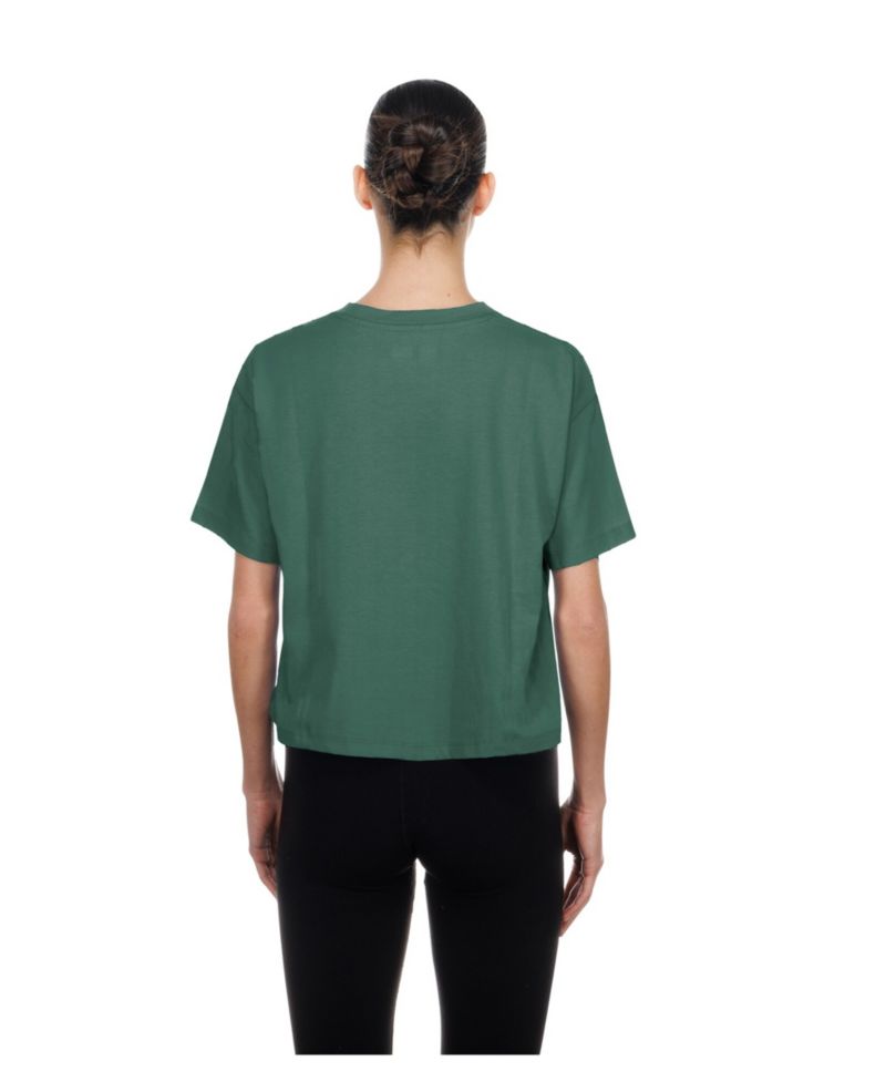 Women's Green Boston Red Sox City Connect Glitter Gel Cropped T-Shirt