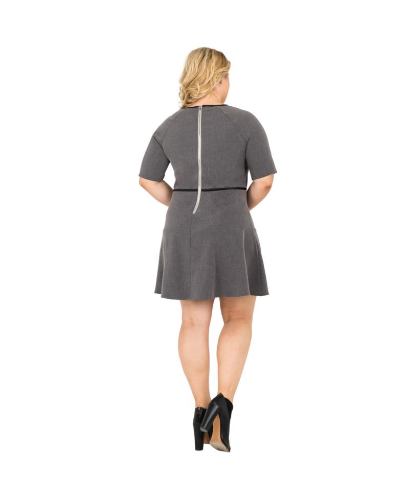 Plus Size A-Line Suiting Zipper Mini Dress