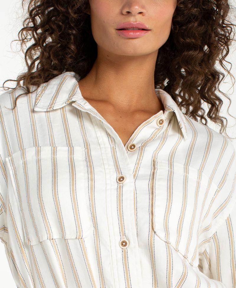 Petite Striped Belted Shacket