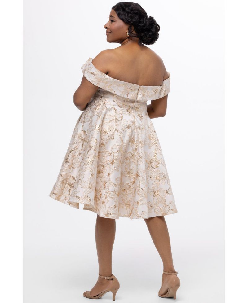 Women's Off-The-Shoulder Brocaade Party Dress