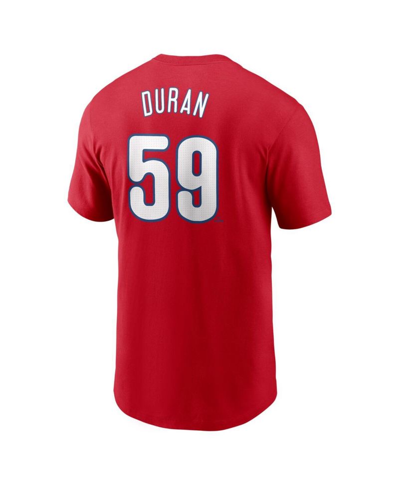 Men's Jhoan Duran Red Philadelphia Phillies Fuse Name & Number T-Shirt