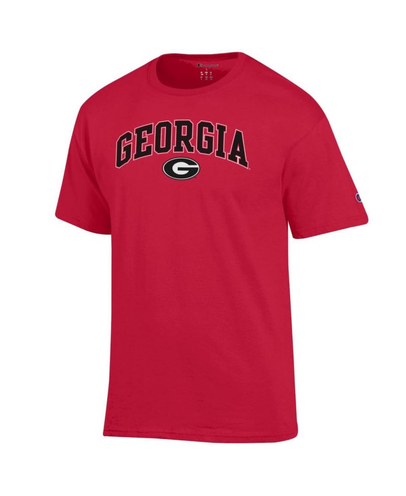 Men's Red Georgia Bulldogs Arch Over Logo T-Shirt