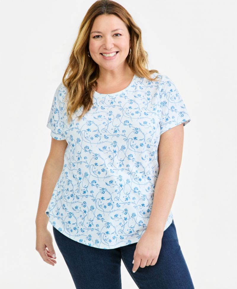 Petite Printed Short-Sleeve Crewneck Tee