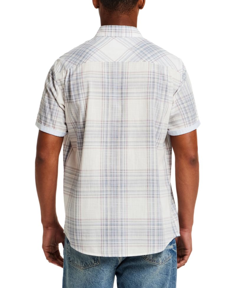 Men's Short-Sleeve Button Down 100% Cotton Plaid Shirt