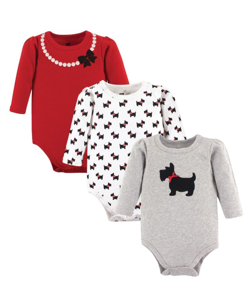 Baby Girls Hudson Breathable Cotton Long-Sleeve Bodysuit Bundle 3 Count