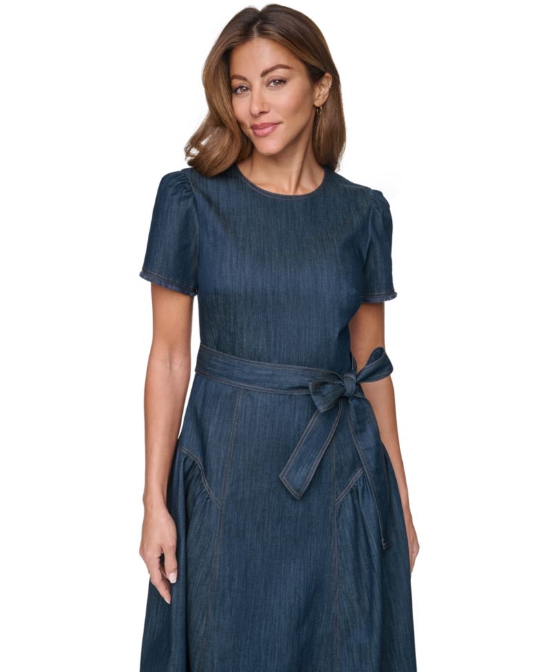 Women's Crewneck Fringe-Trim Midi Dress