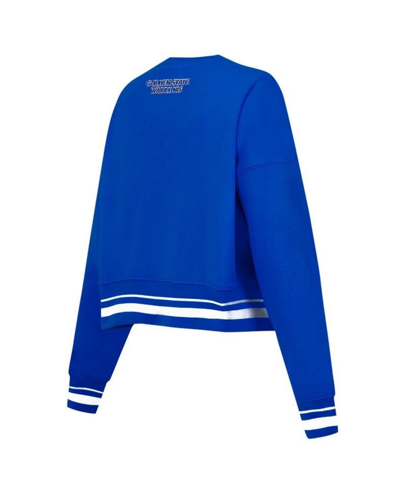 Women's Royal Golden State Warriors Area Code Cropped Pullover Sweatshirt