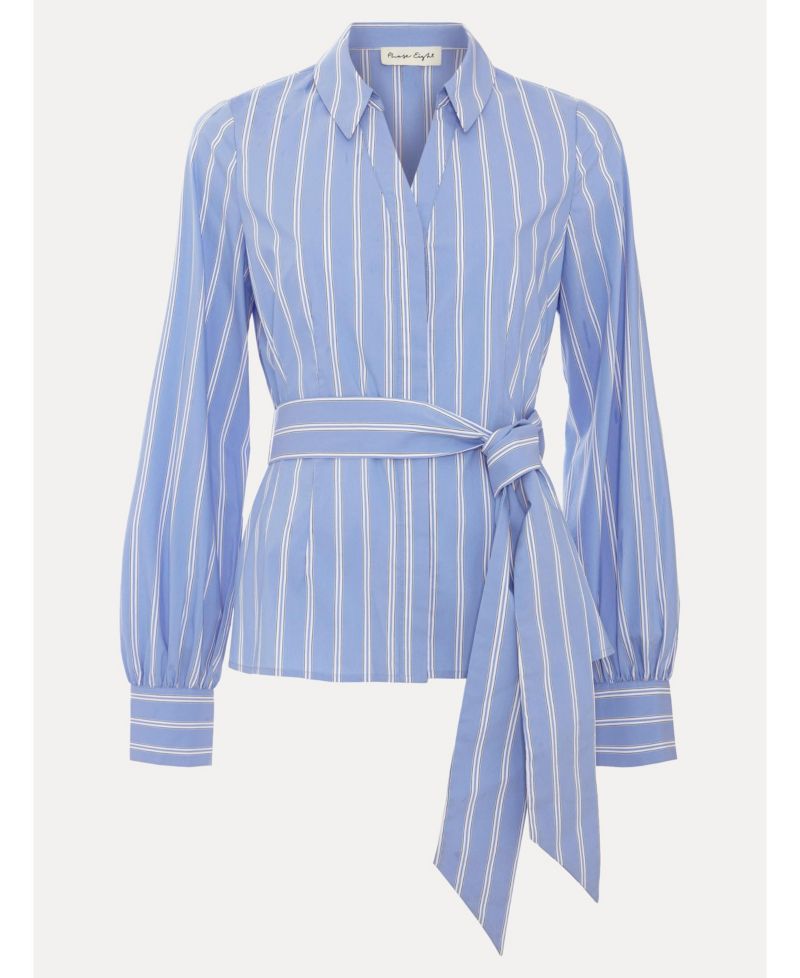 Women's Collared Statement-Belt Shirt