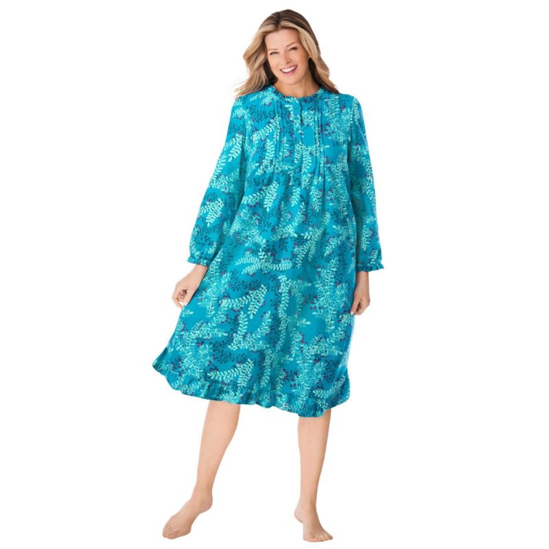 Women's Only Necessities Cotton Flannel Print Short Gown