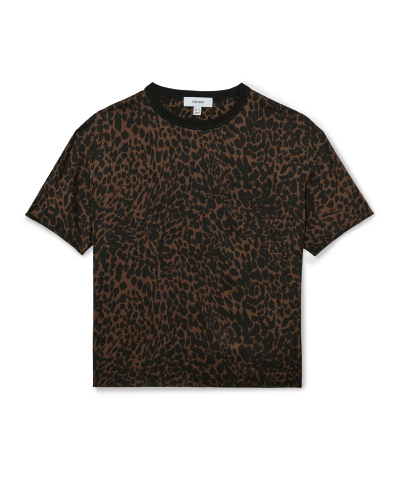 Women's Silk Animal-Print Short-Sleeve Top
