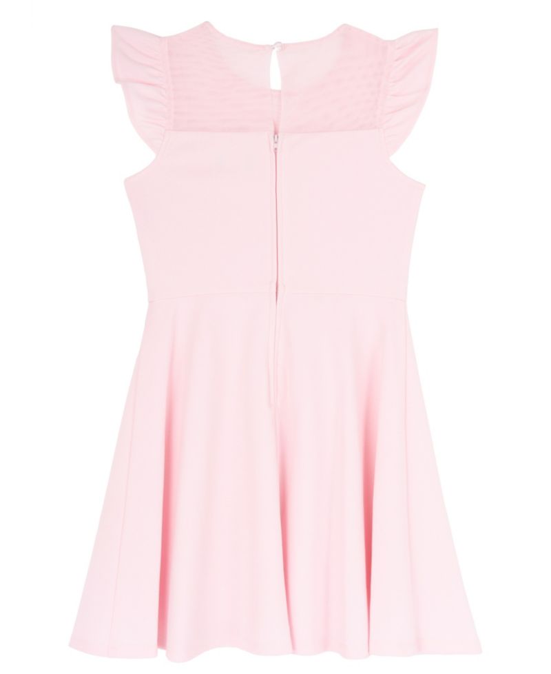 Girls' 4-16 Scuba Crepe Flutter-Sleeve Sweetheart-Neck Dress