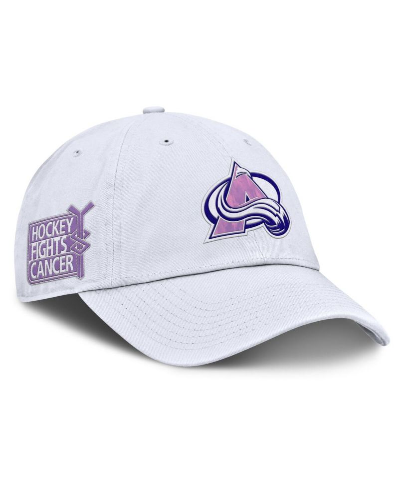 Men's White Colorado Avalanche Authentic Pro Hockey Fights Cancer Adjustable Hat