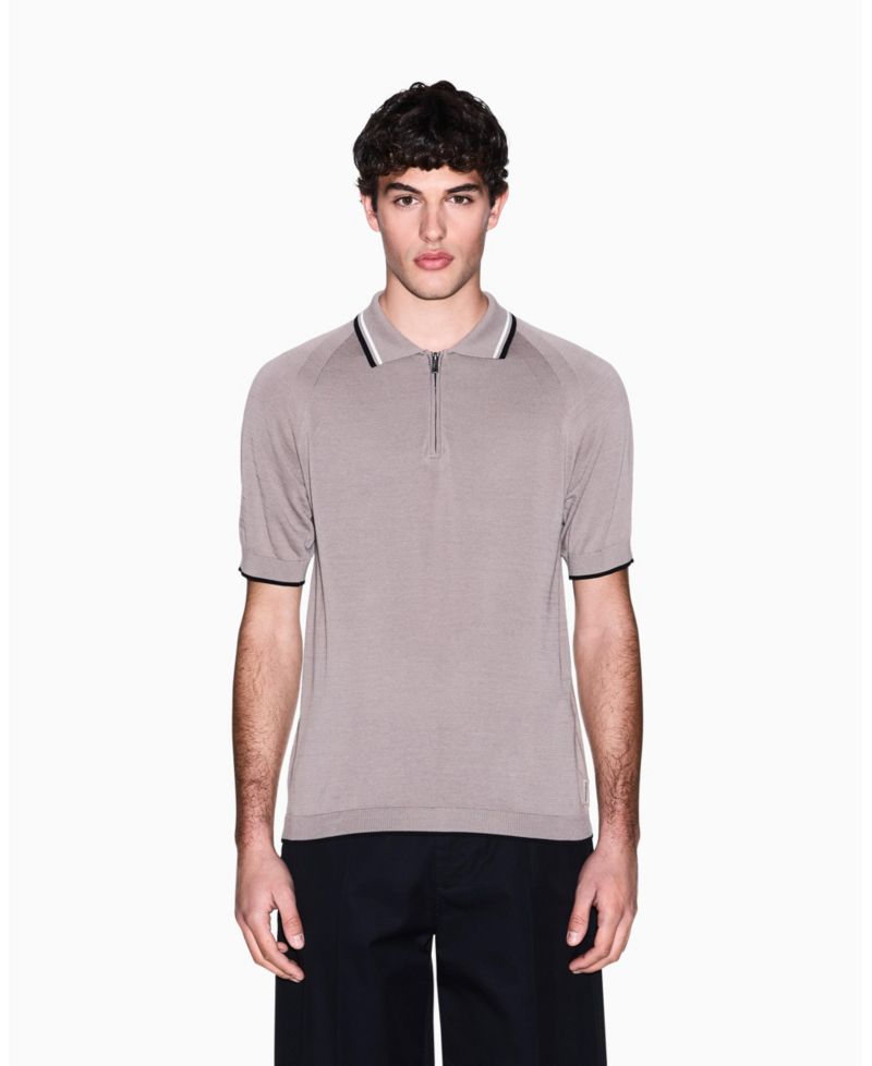 Men's Short Sleeve Zip with Tipping Polo Shirt