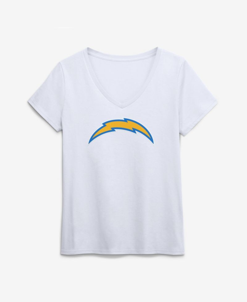 Women's Los Angeles Chargers Primary Logo V-Neck Screen Print Graphics T-Shirt