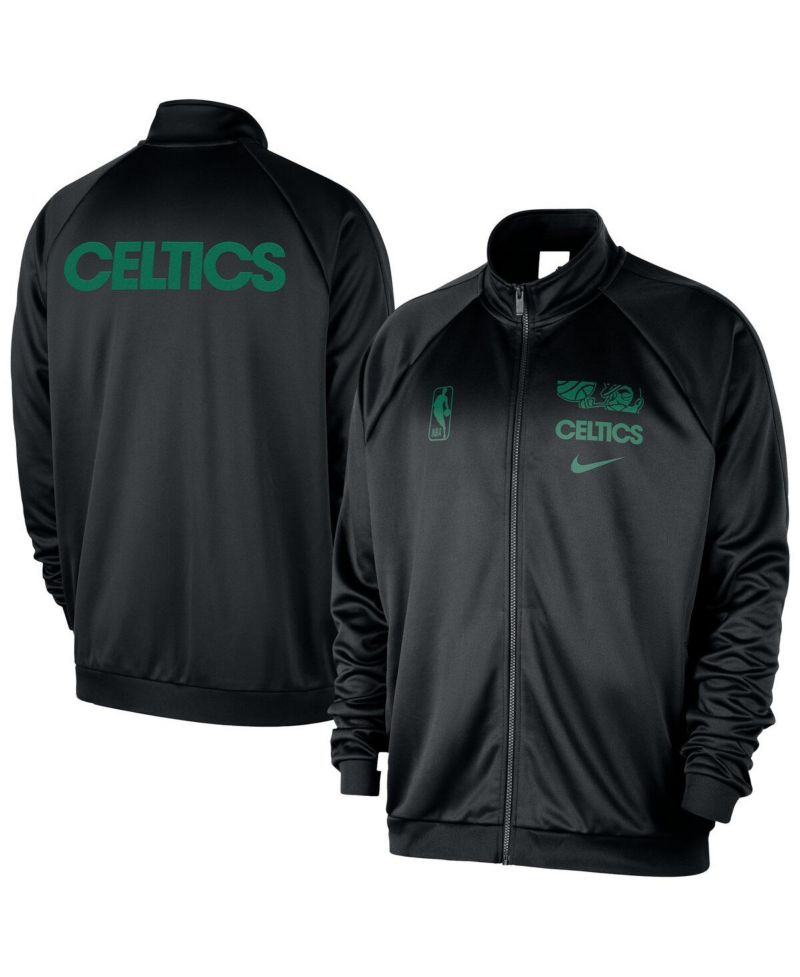 Men's Black Boston Celtics Courtside Pique Club Full-Zip Track Jacket