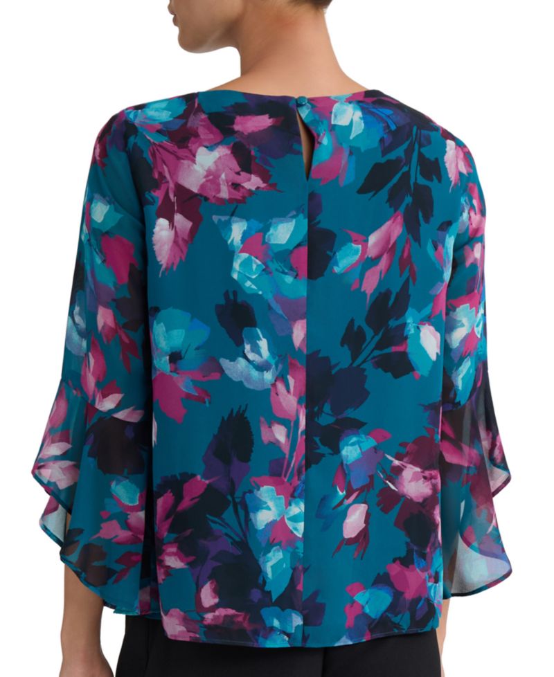 Women's Crewneck Ruffle-Sleeve Blouse