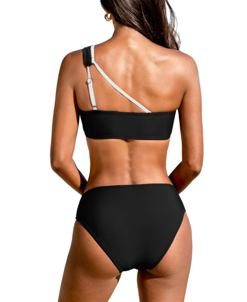 Women's One-Shoulder Scallop-Trim Bikini Set