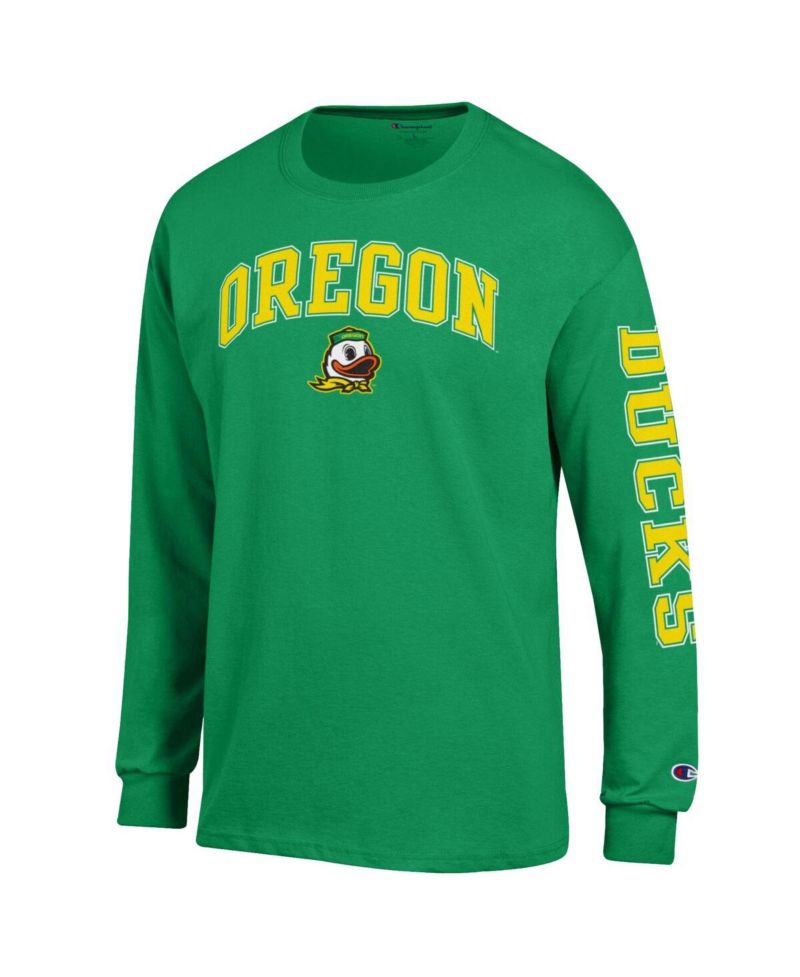 Men's Green Oregon Ducks Arch Over Logo 2-Hit Long Sleeve T-Shirt