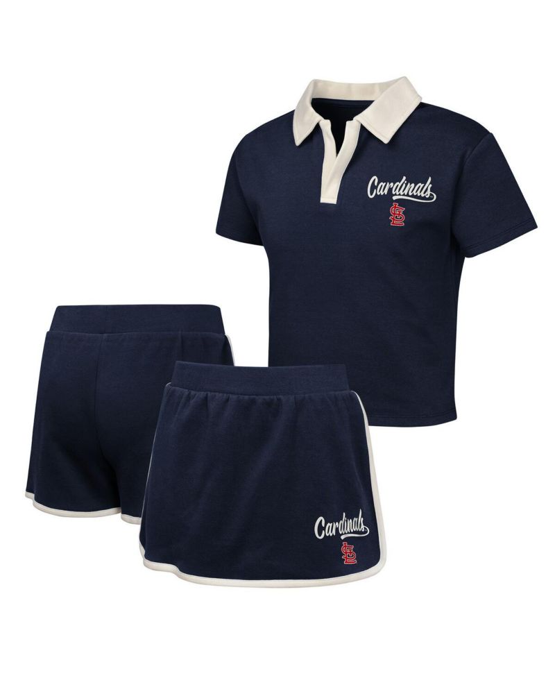 Big Girls Navy St. Louis Cardinals Base Trainer Johnny Polo and Skort Set