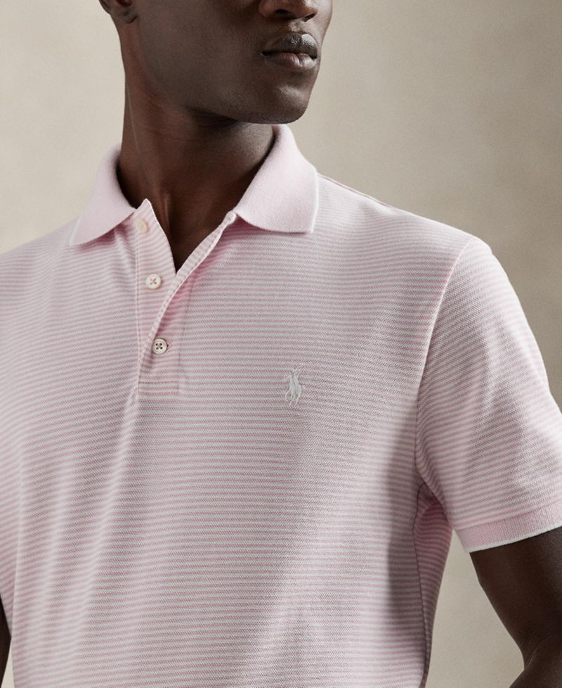 Men's Striped Stretch Mesh Polo Shirt