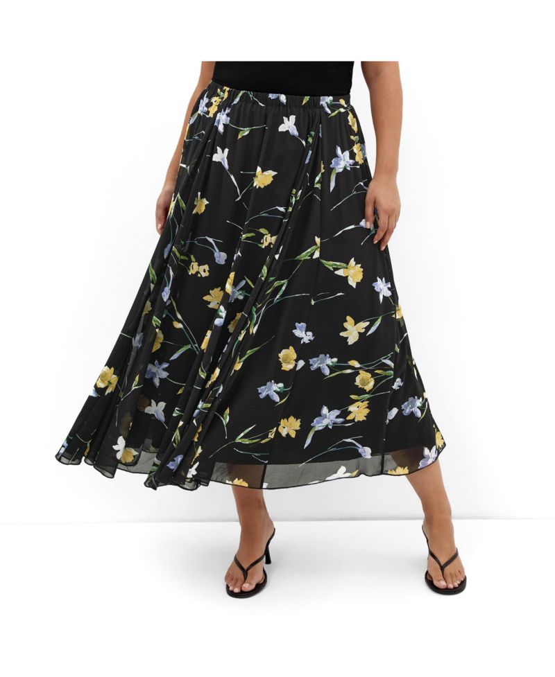 Plus Size Serene Petal Print Skirt