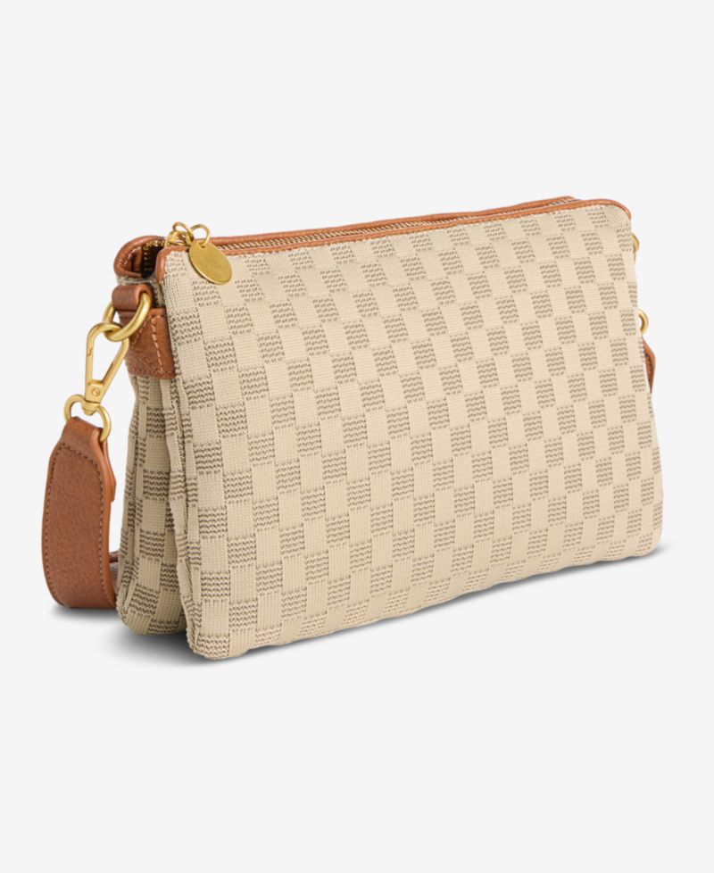Checkered Soft Knit Double Comp Crossbody