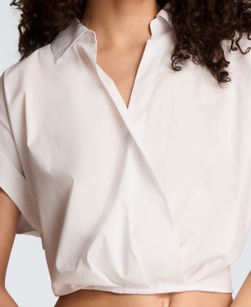 Women's Pleated Cross-Over Front Shirt