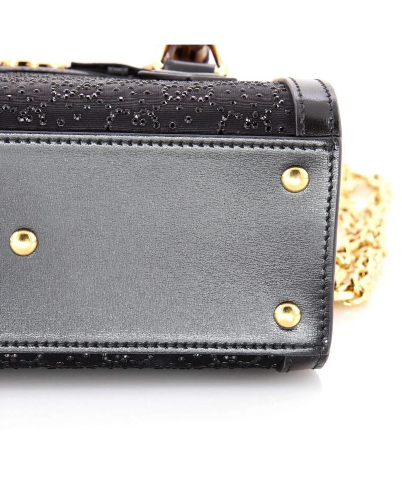 Mini Diana NM Bamboo Handle Tote Crystal Embellished GG Canvas