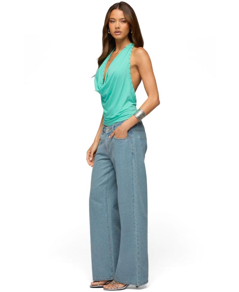 Women's Sephie Stud Cowl Neck Halter Top