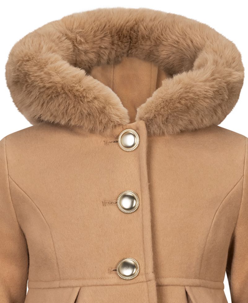 Baby Girls' Hooded Single-Breasted Coat