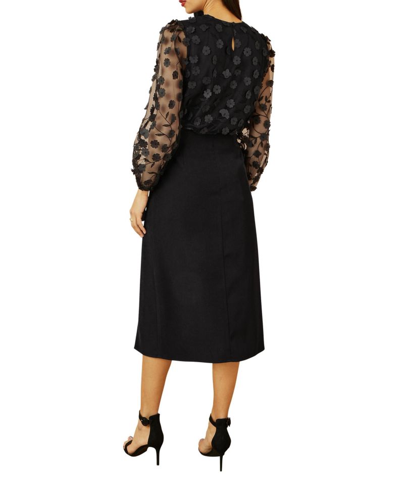 Women's Long Sleeve Sheer Floral Top