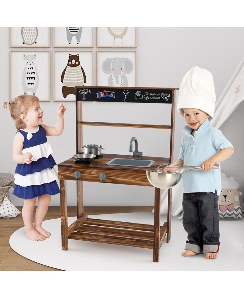 Mud Kitchen Wooden Water Play Activity Table with Planting Pots