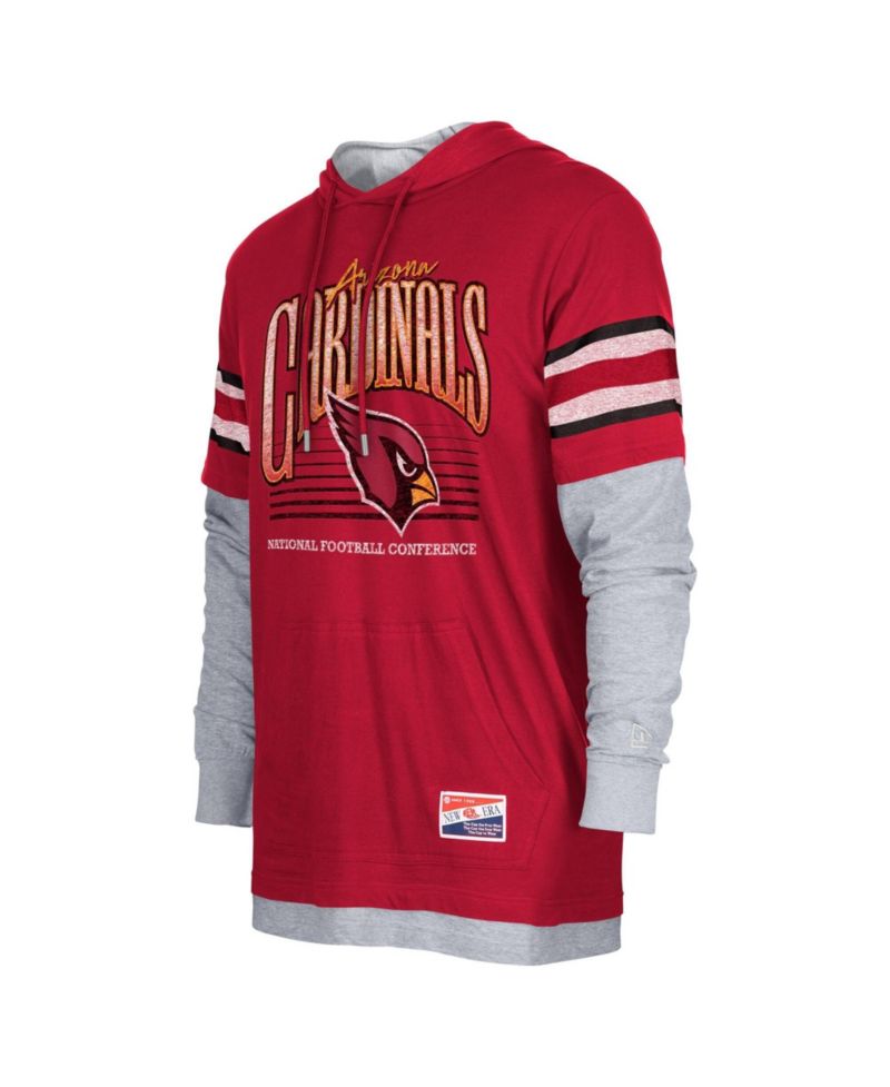 Men's Cardinal Arizona Cardinals Twofer Long Sleeve Hooded T-Shirt