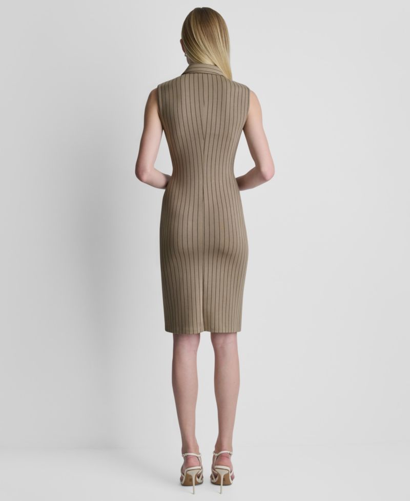 Women's Sleeveless Collared V-Neck Knot Front Dress