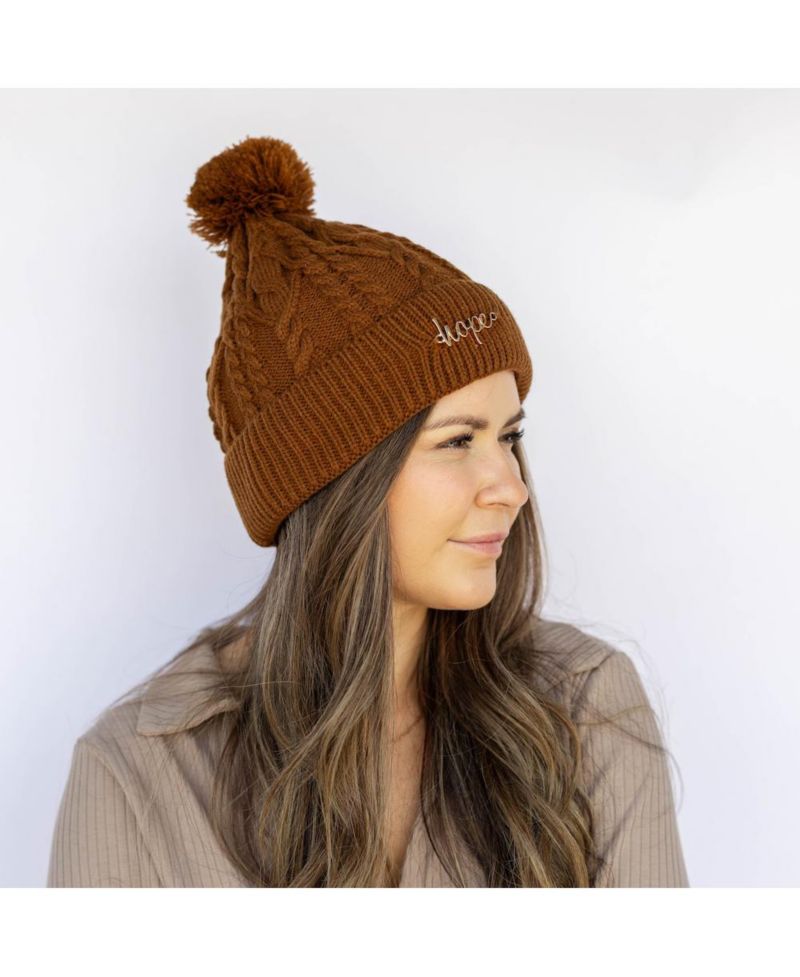 Women's Cable Knit Pom-Pom Beanie